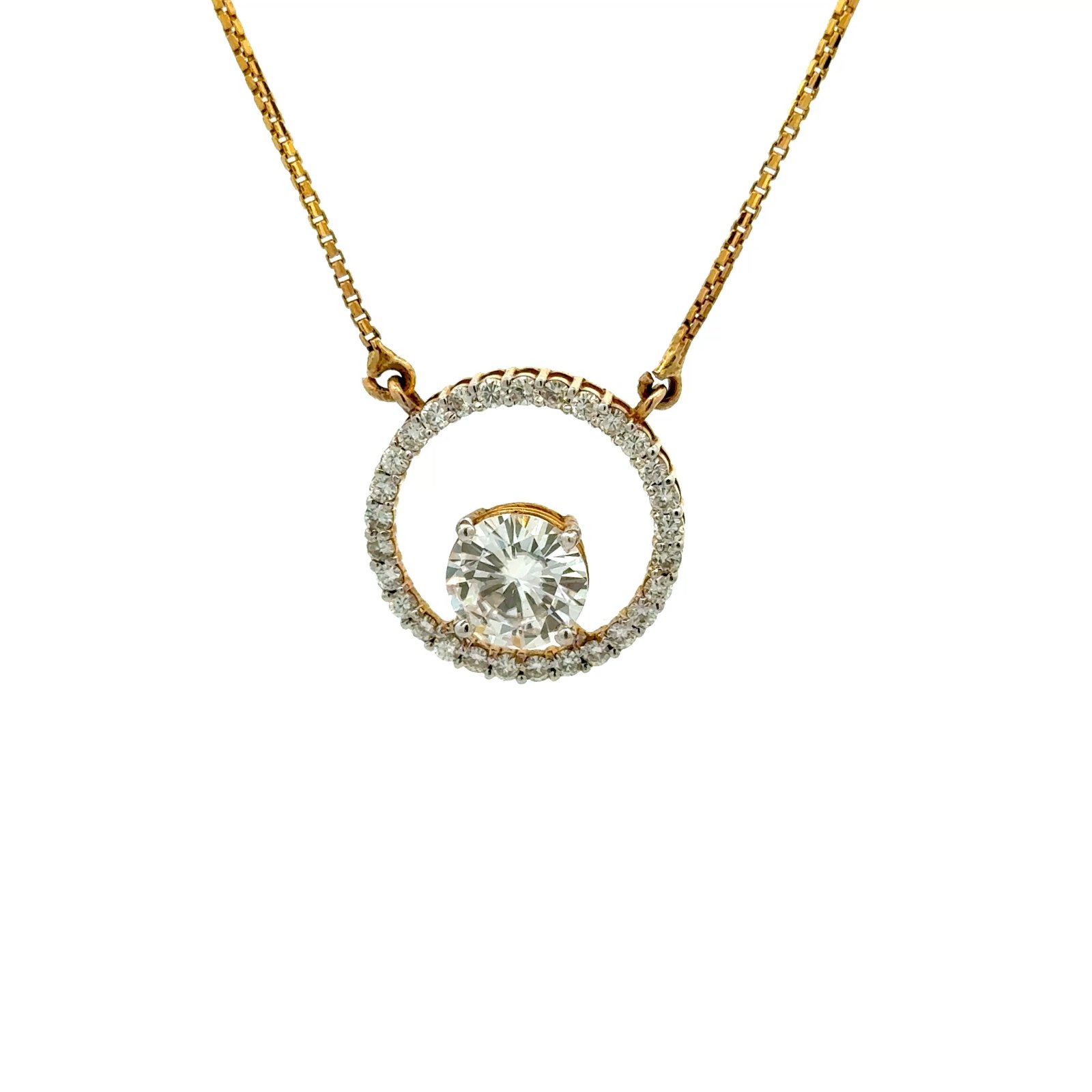 2.97CT Round Moissanite Solitaire Pendant in 14K Gold with Chain #SP184