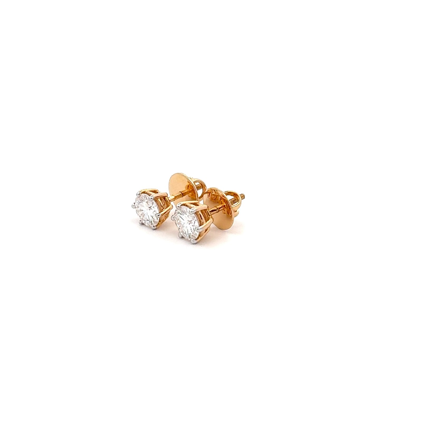 Solitaire Ear Studs Round Brilliant(2.50CT D.E.W) In 14k Gold Pair #ES814