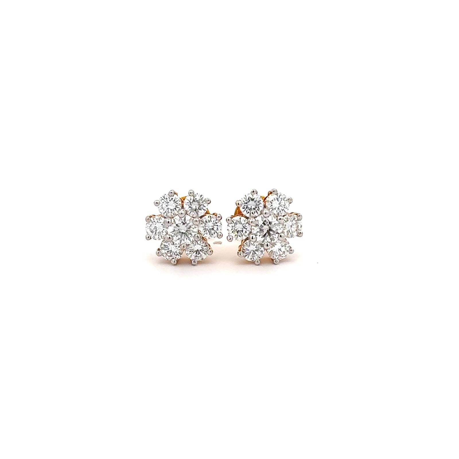 Solitaire Ear Studs Round Brilliant(4.0CT D.E.W) In 14k Gold Pair #ES672