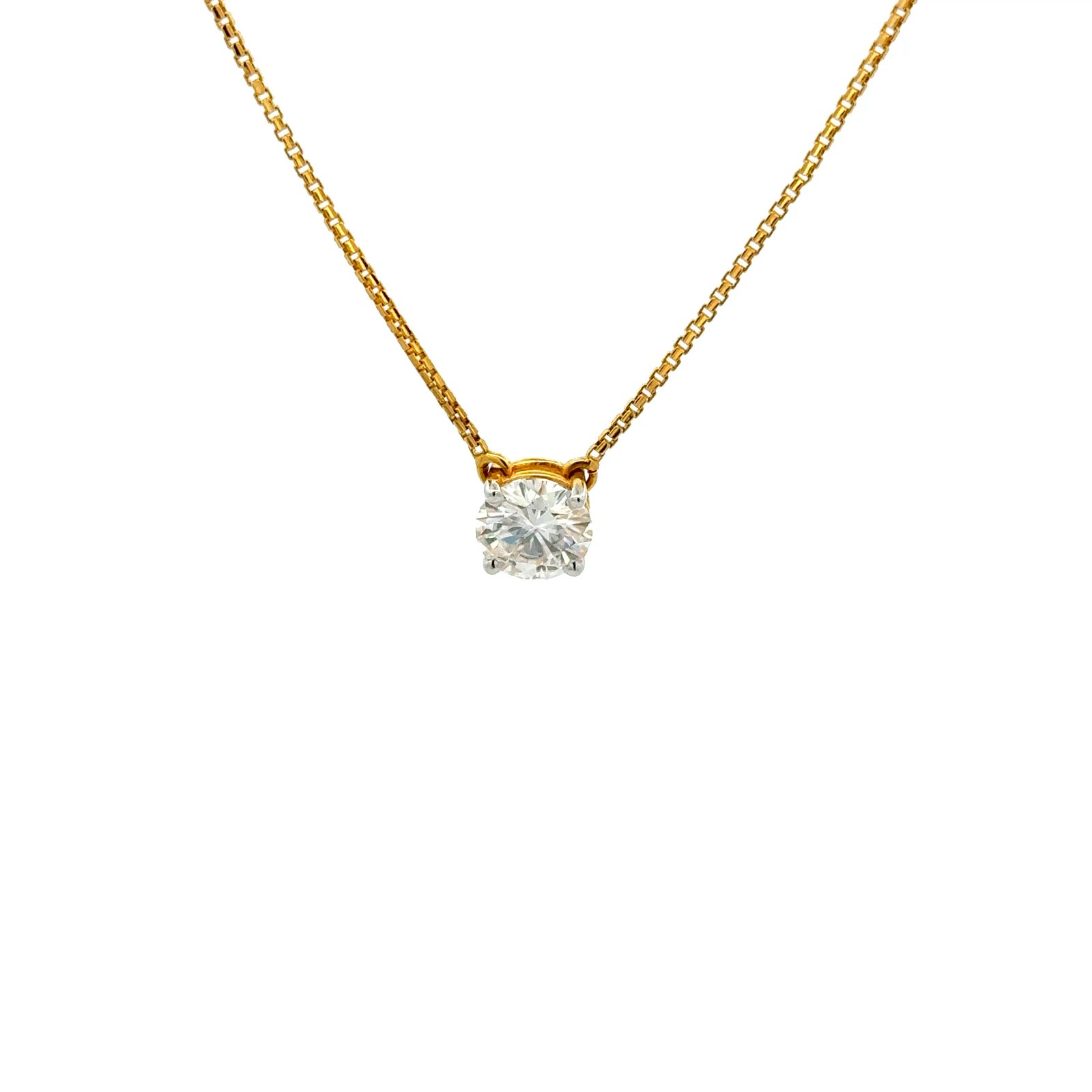 1.50CT Round Moissanite Solitaire Pendant in 14K Gold with Chain #SP257