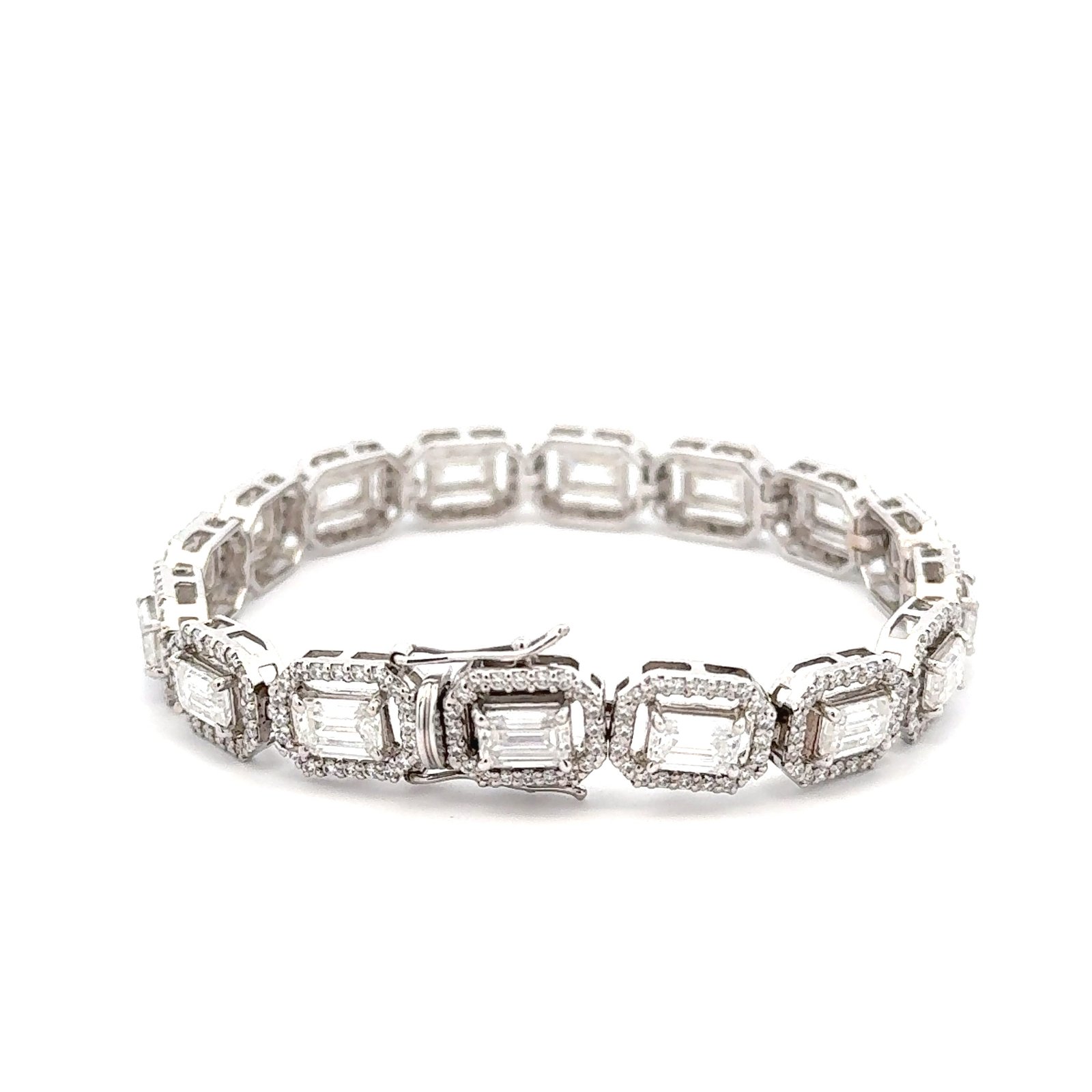 Emerald Cut Moissanite(12.13CT D.E.W )  Bracelet In 14k Gold #BR105