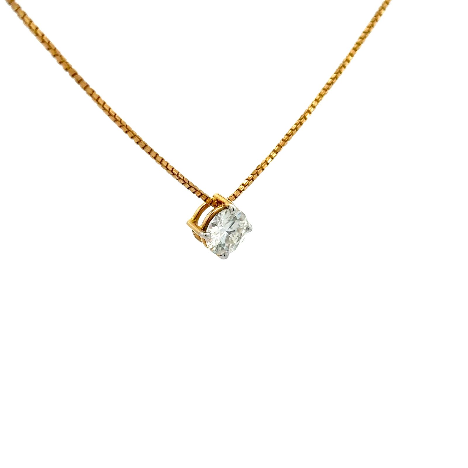 1.5CT Round Moissanite Solitaire Pendant in 14K Gold with Chain #SP182