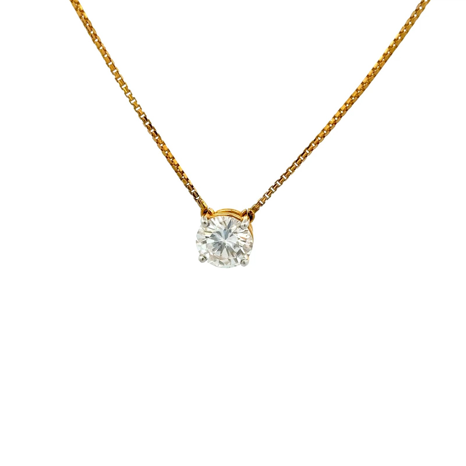 2.5CT Round Moissanite Solitaire Pendant in 14K Gold with Chain#SP238