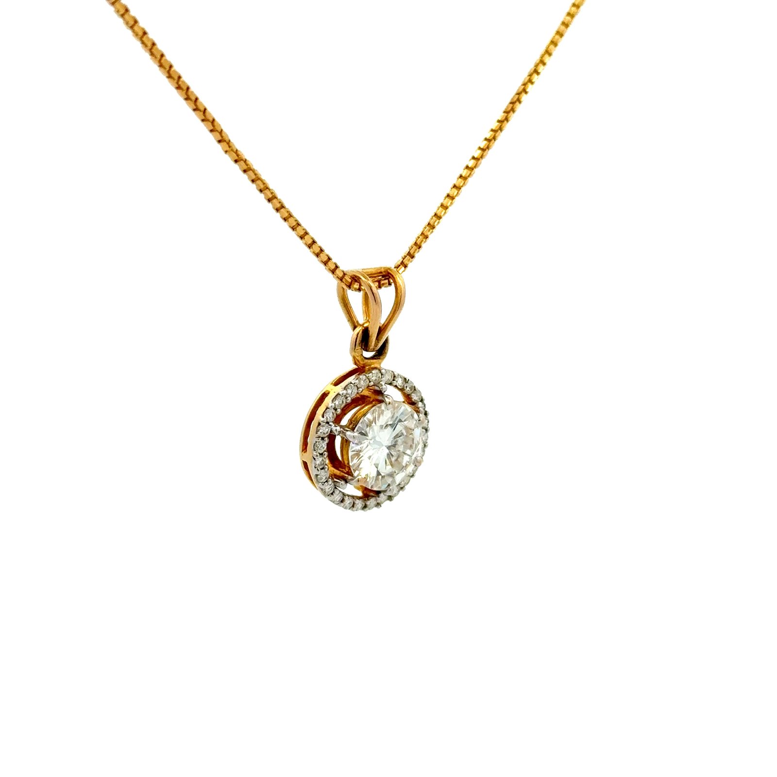 Solitaire Pendant Round Cut Moissanite (2.81CT D.E.W) in 14k Gold Without Chain #SP16