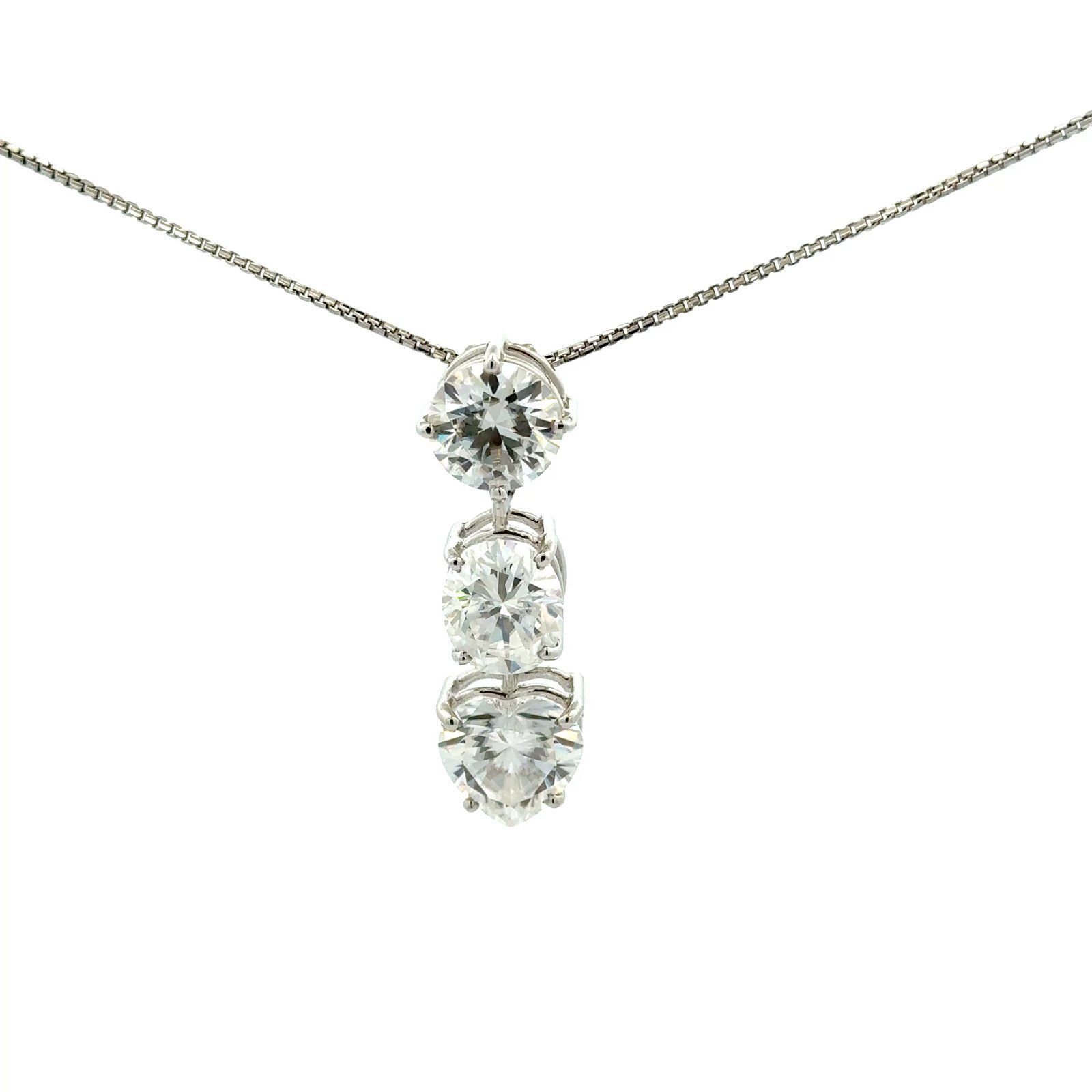 Solitaire Pendant Round (4.0CT D.E.W) , Oval (4.20CT D.E.W)  & Heart Cut Moissanite (5.0CT D.E.W) In 14k Gold Without Chain #SP242